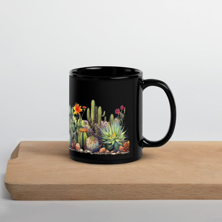 Cactus Blossoms - Black Glossy Mug