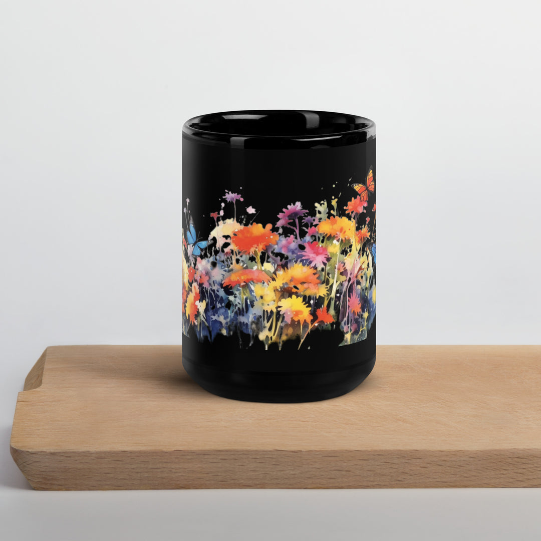 Butterflies & Wildflowers - Black Glossy Mug