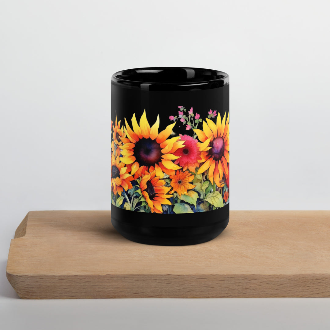 Sunflowers - Black Glossy Mug