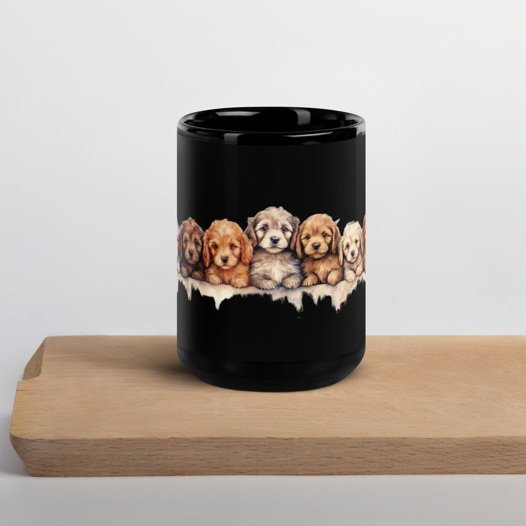Puppies - Black Glossy Mug