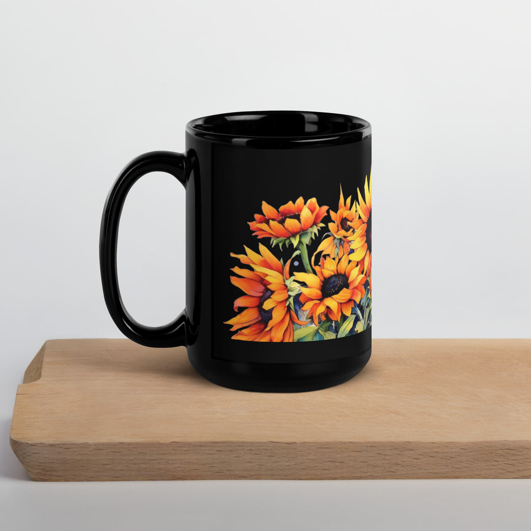 Sunflowers - Black Glossy Mug