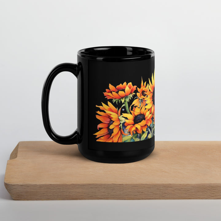 Sunflowers - Black Glossy Mug