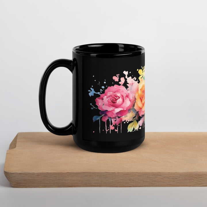 Roses - Black Glossy Mug