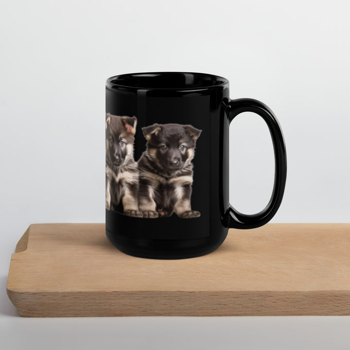 German Shepherd Puppies - Black Glossy Mug