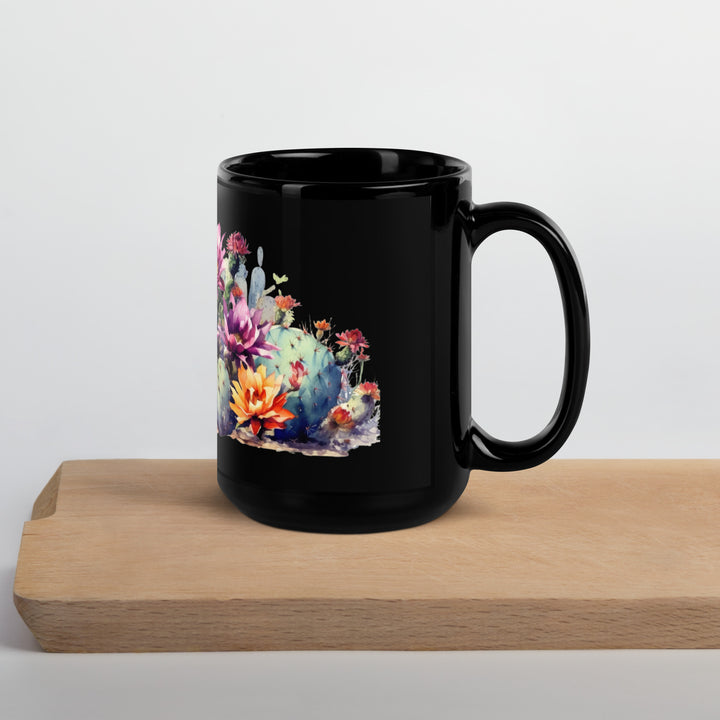 Desert Blossoms - Black Glossy Mug
