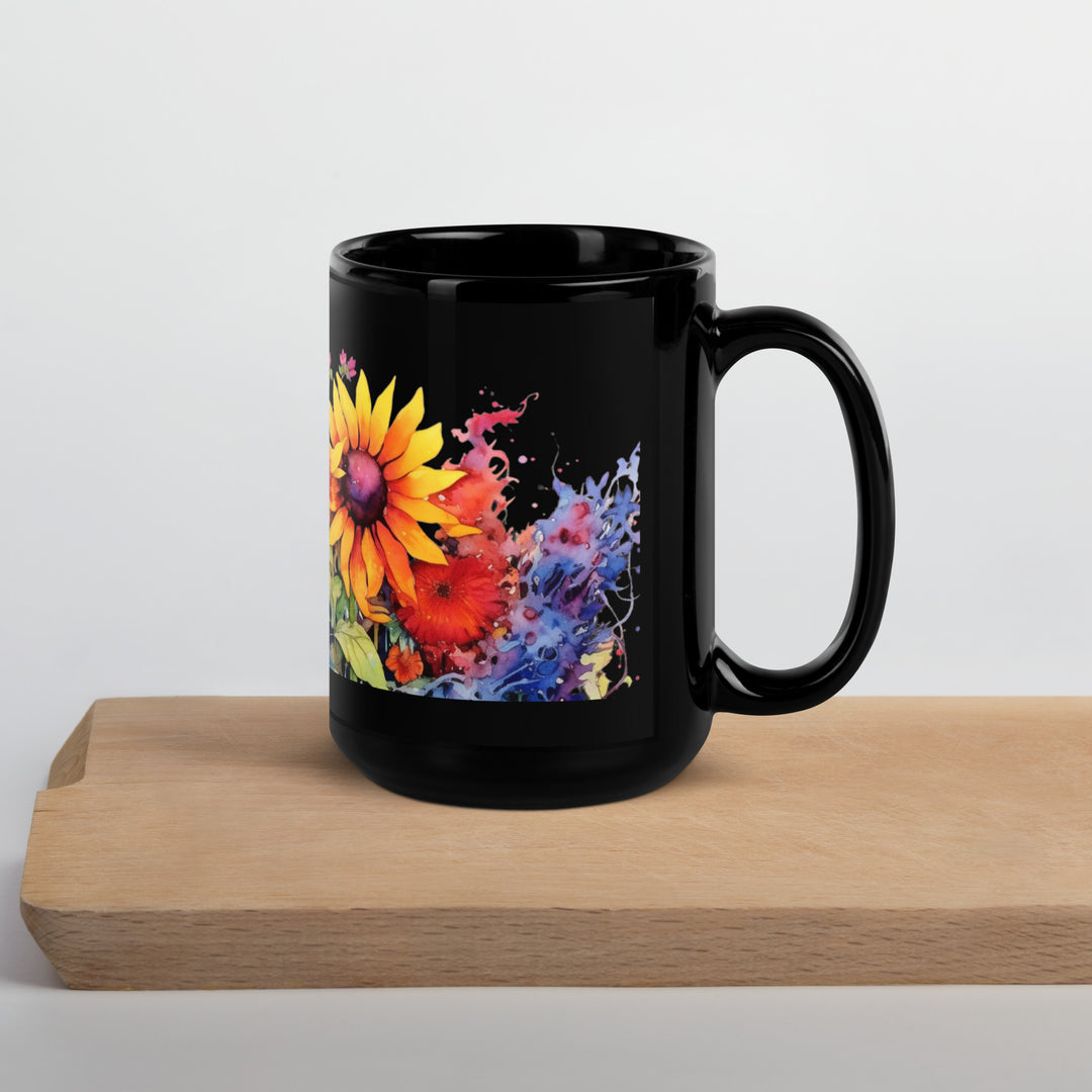 Sunflowers - Black Glossy Mug