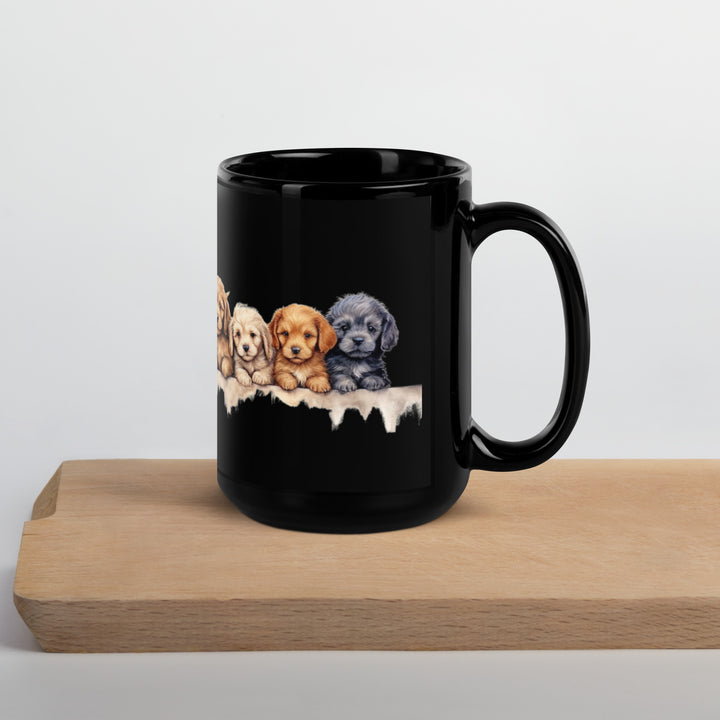 Puppies - Black Glossy Mug