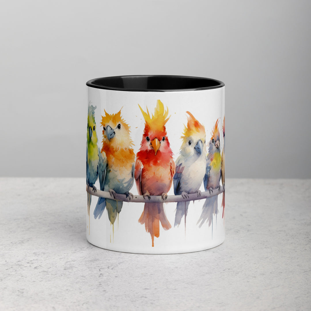 Cockatiels in a Row - Mug with Color Inside