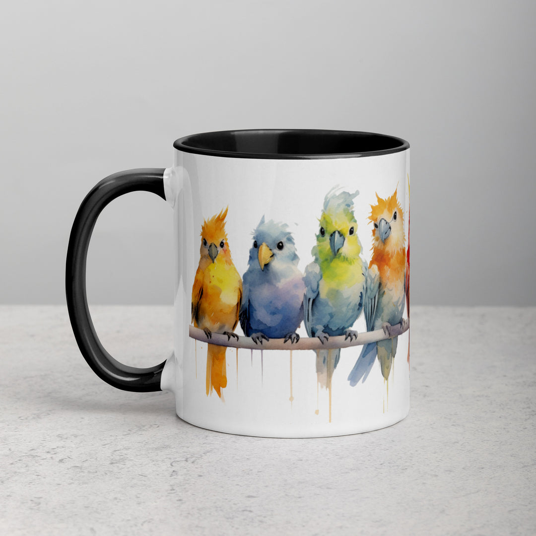 Cockatiels in a Row - Mug with Color Inside