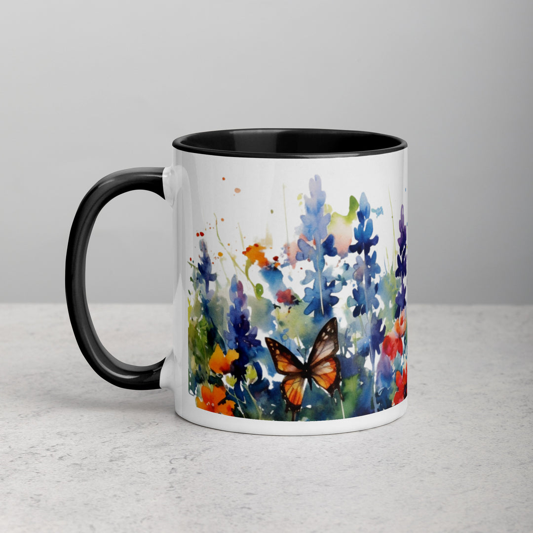Bluebonnets and Butterflies - Mug with Color Inside