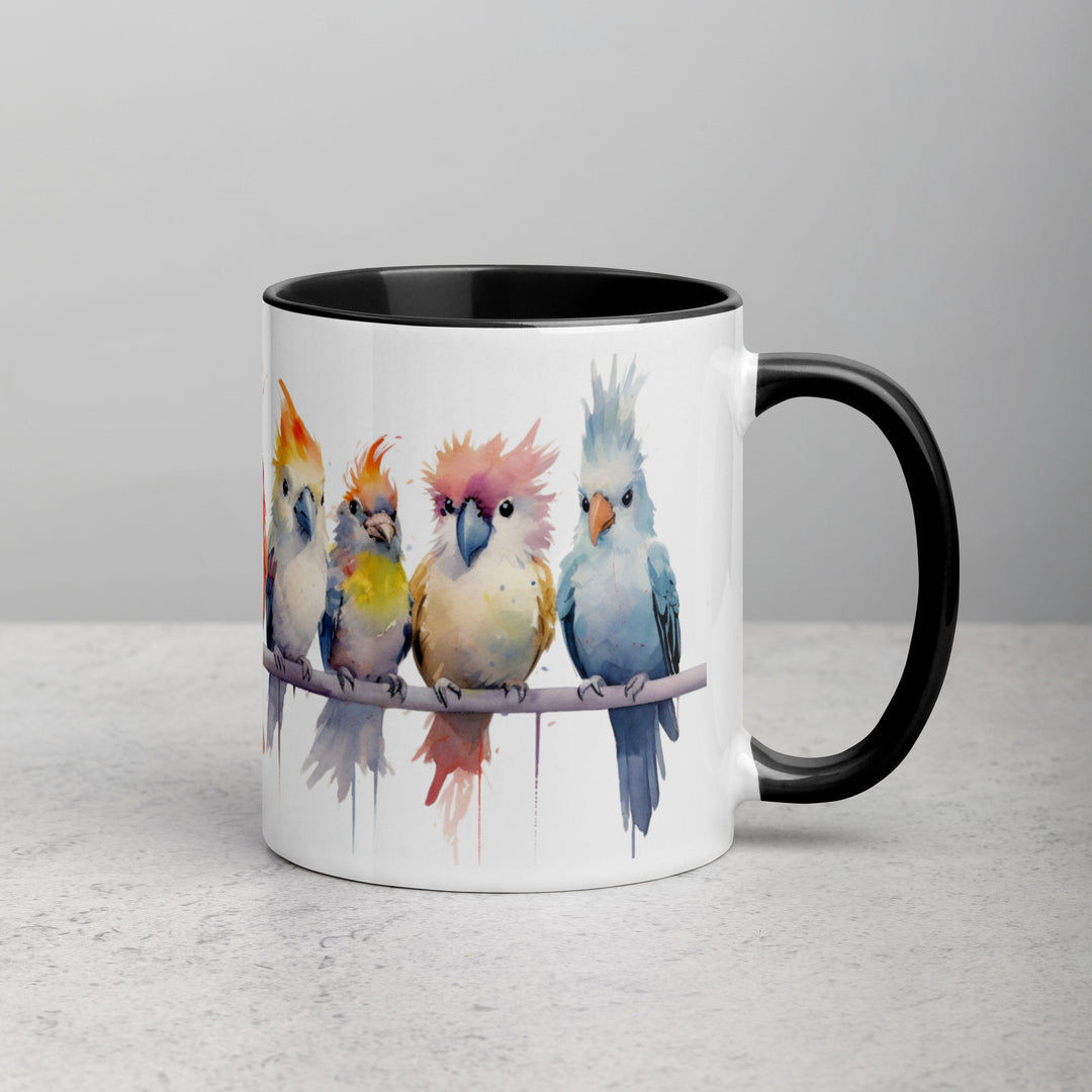 Cockatiels in a Row - Mug with Color Inside