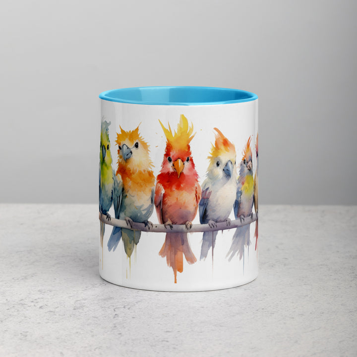 Cockatiels in a Row - Mug with Color Inside