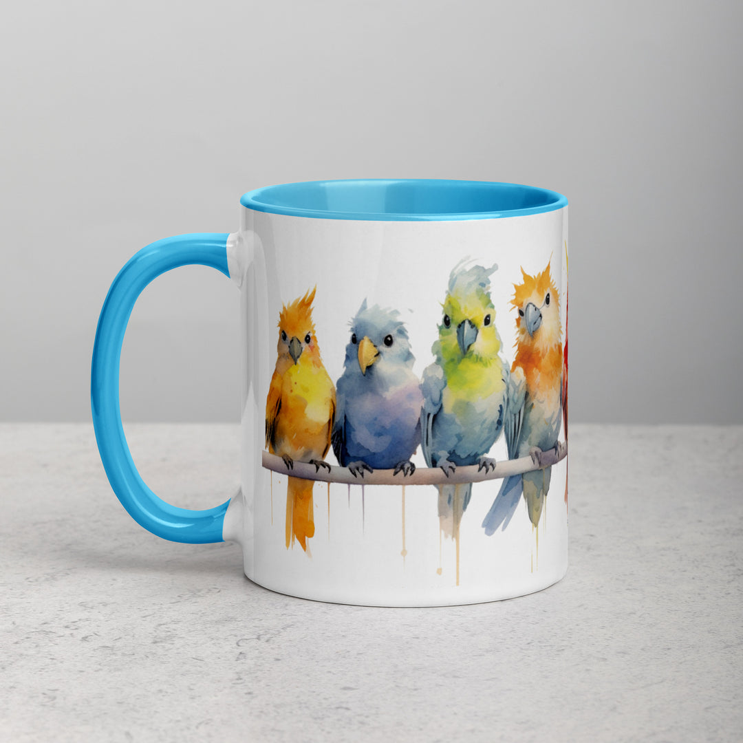 Cockatiels in a Row - Mug with Color Inside