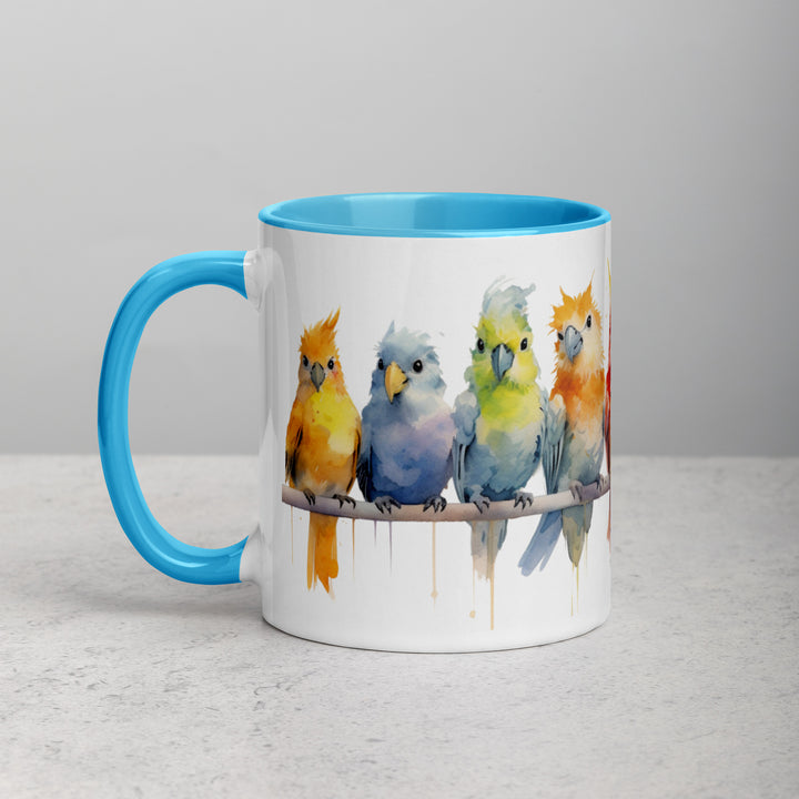 Cockatiels in a Row - Mug with Color Inside