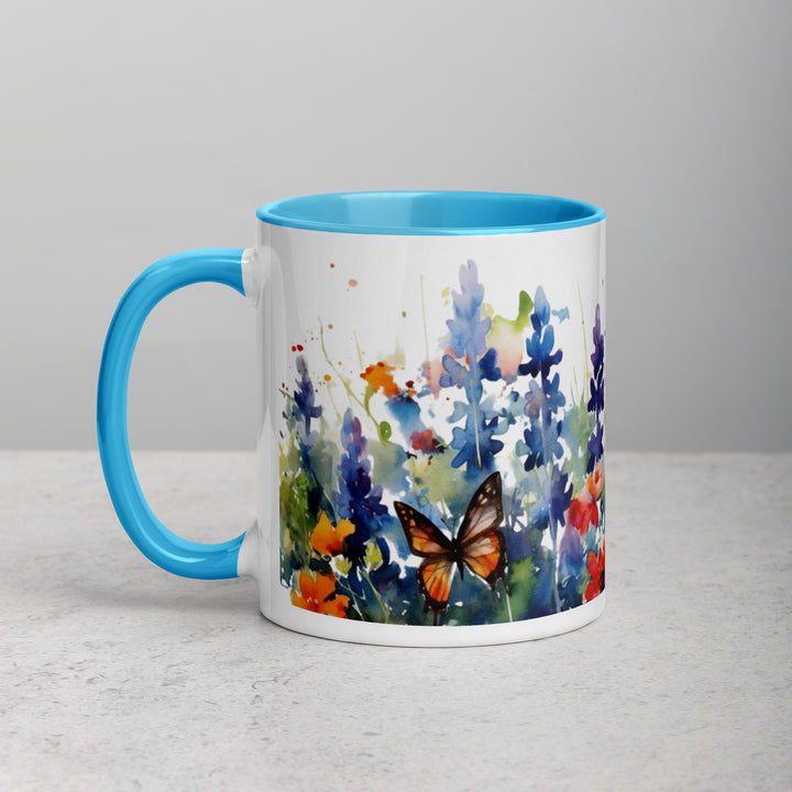 Bluebonnets and Butterflies - Mug with Color Inside