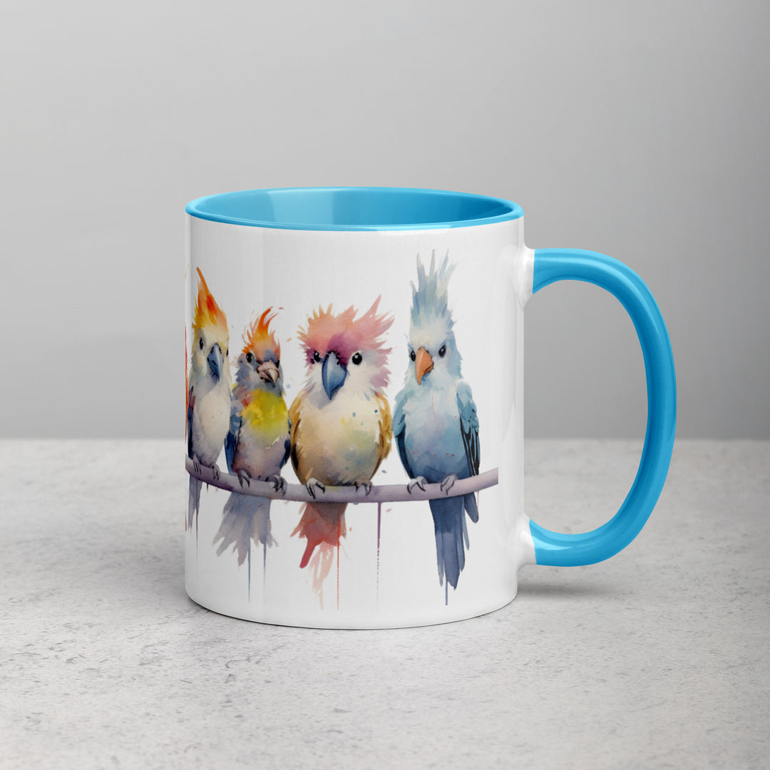 Cockatiels in a Row - Mug with Color Inside