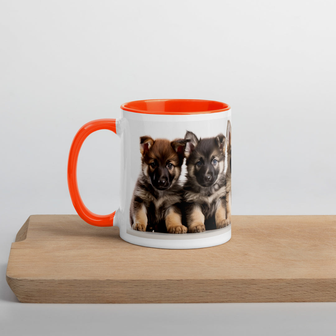 German Shepherd Puppies - Mug with Color Inside