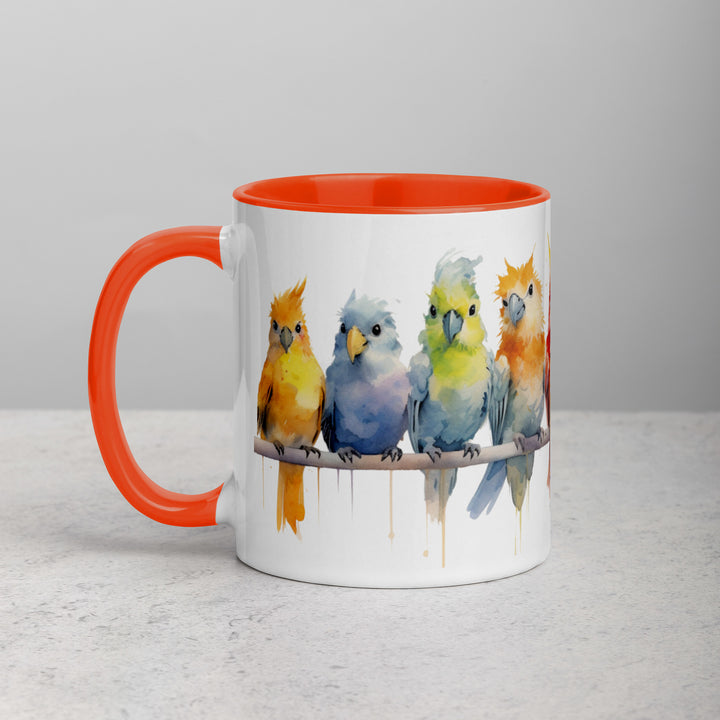 Cockatiels in a Row - Mug with Color Inside