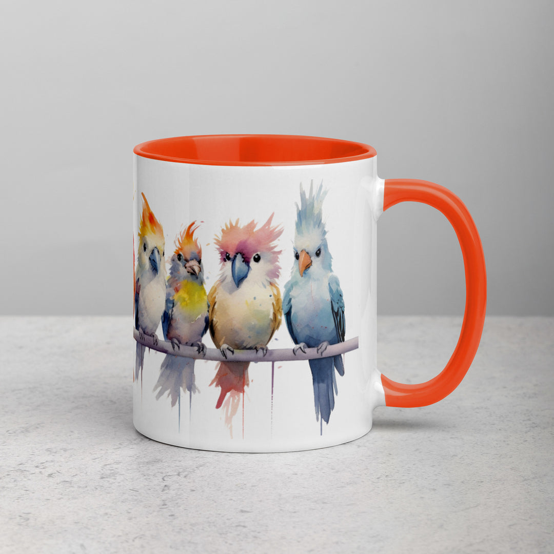 Cockatiels in a Row - Mug with Color Inside