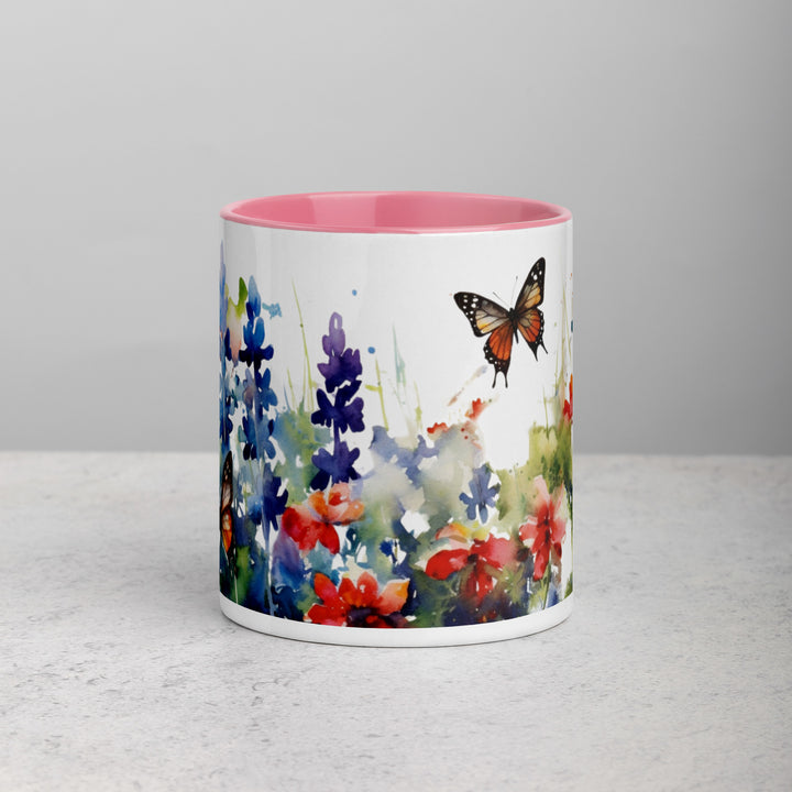 Bluebonnets and Butterflies - Mug with Color Inside