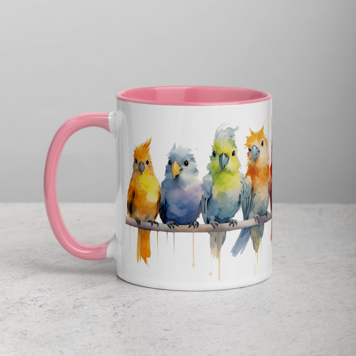 Cockatiels in a Row - Mug with Color Inside