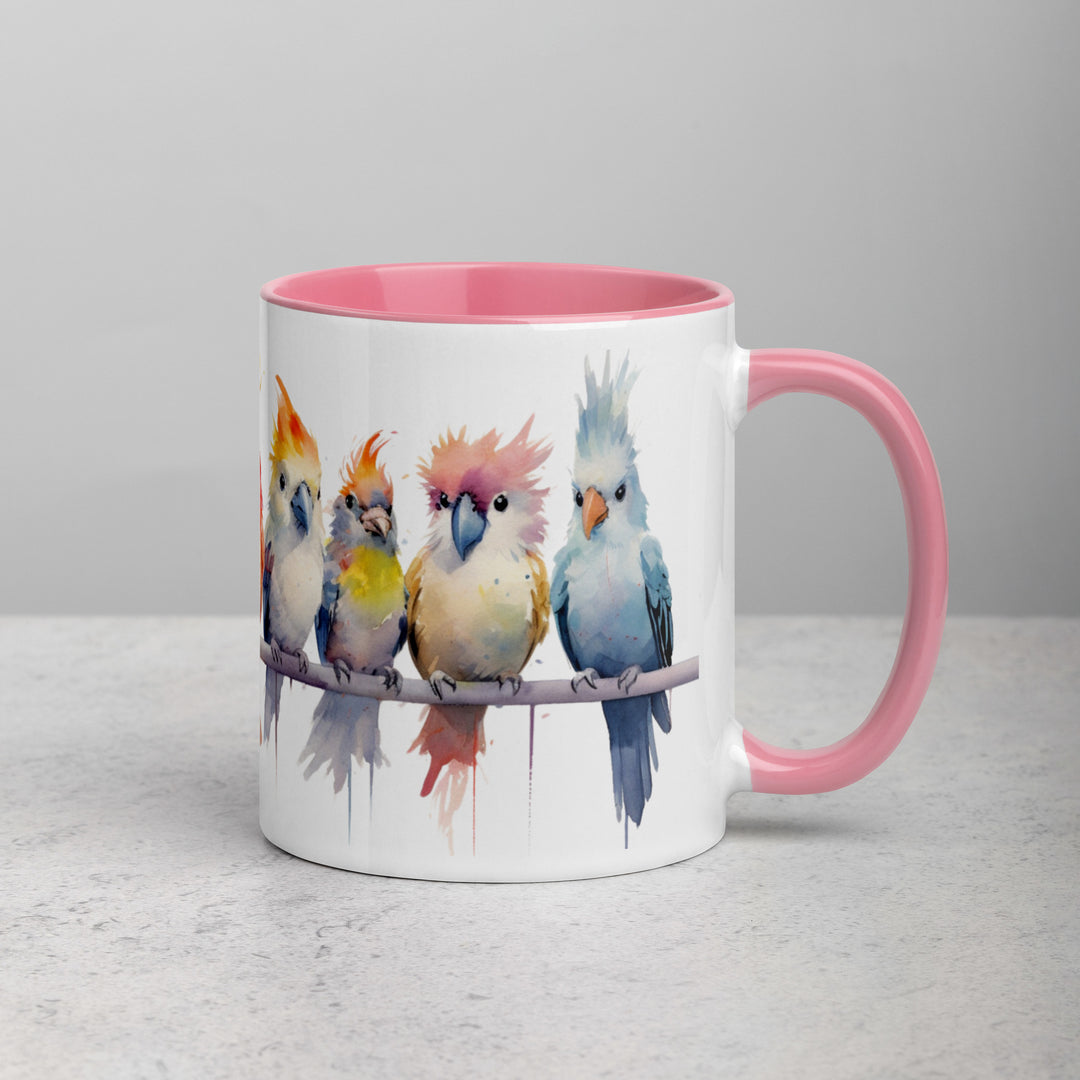 Cockatiels in a Row - Mug with Color Inside