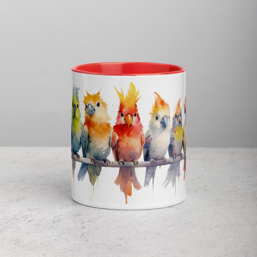 Cockatiels in a Row - Mug with Color Inside