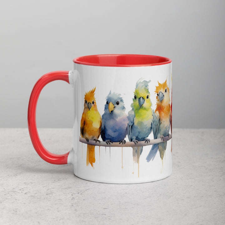 Cockatiels in a Row - Mug with Color Inside