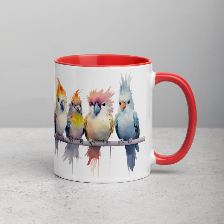 Cockatiels in a Row - Mug with Color Inside