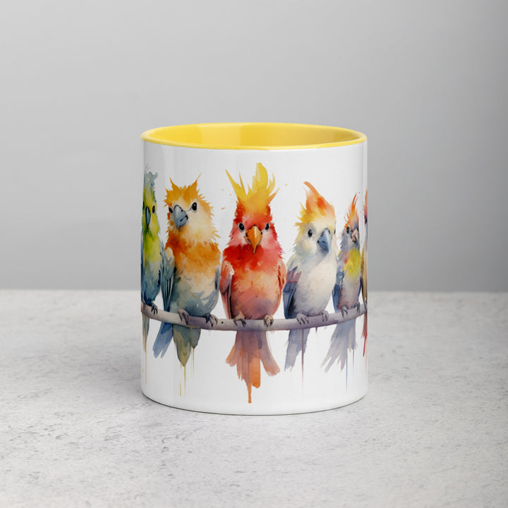 Cockatiels in a Row - Mug with Color Inside