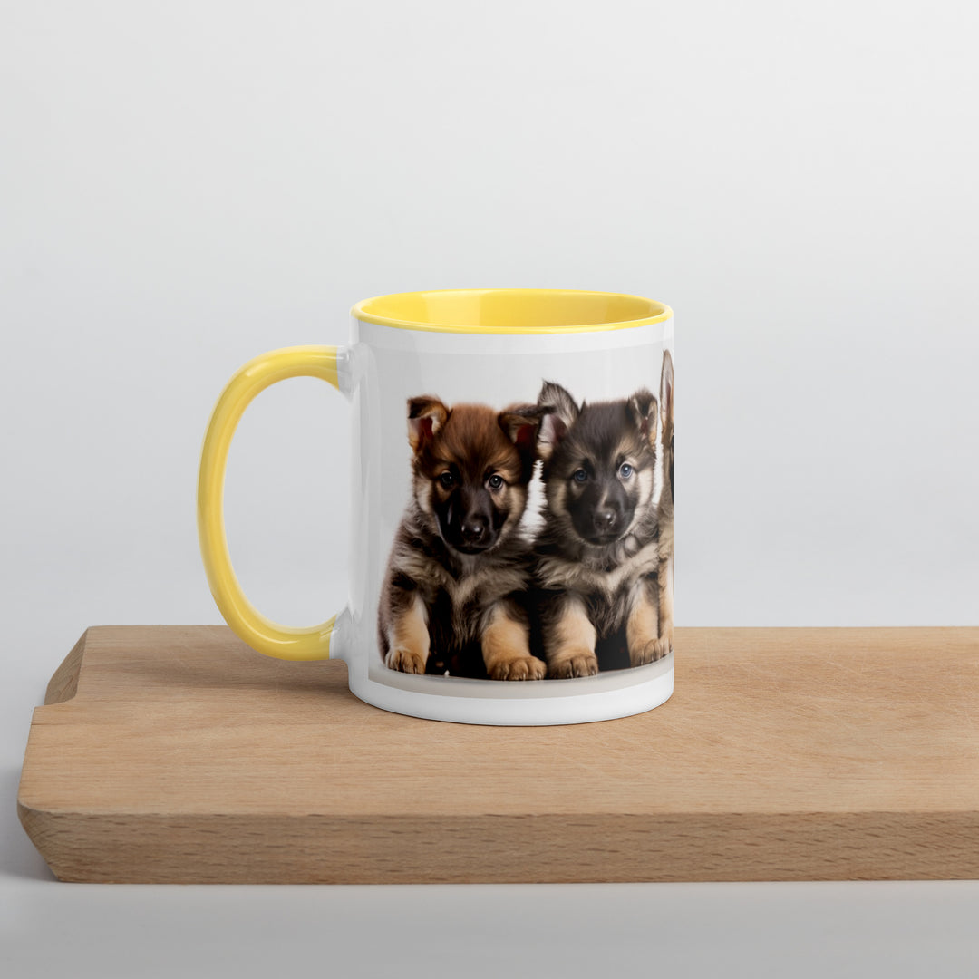 German Shepherd Puppies - Mug with Color Inside