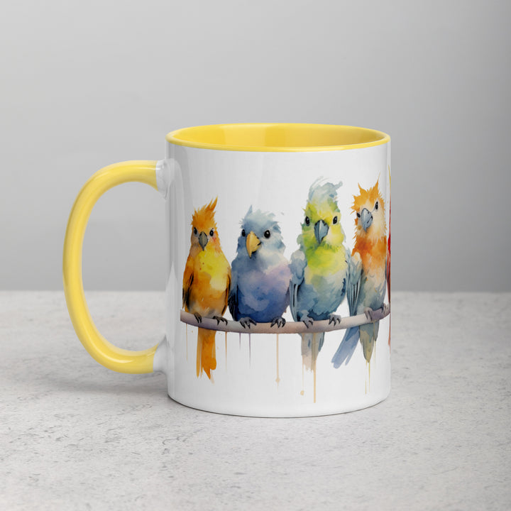 Cockatiels in a Row - Mug with Color Inside