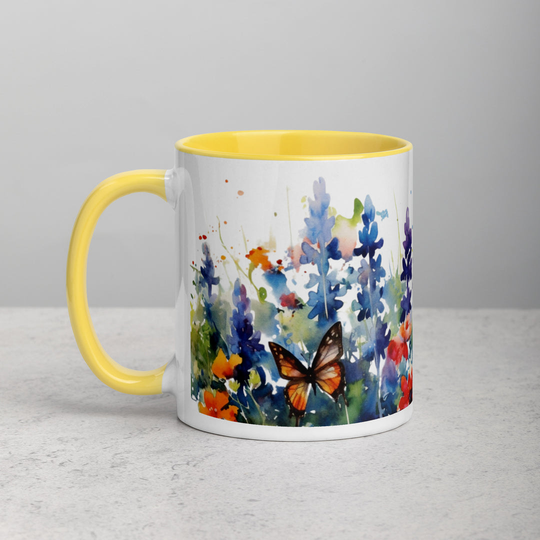 Bluebonnets and Butterflies - Mug with Color Inside