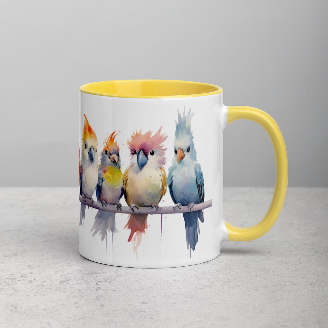 Cockatiels in a Row - Mug with Color Inside