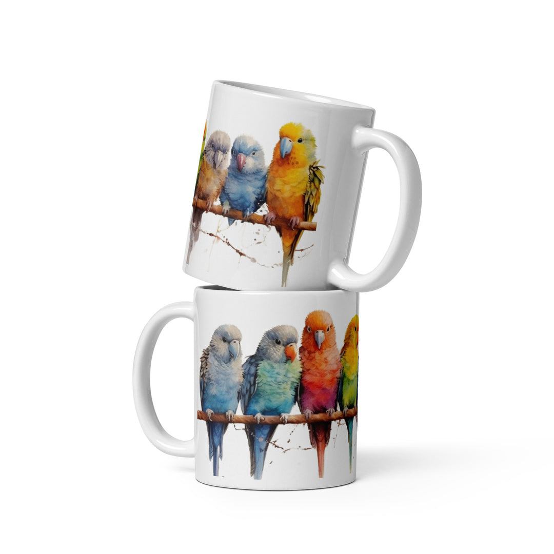 Parakeets - White glossy mug