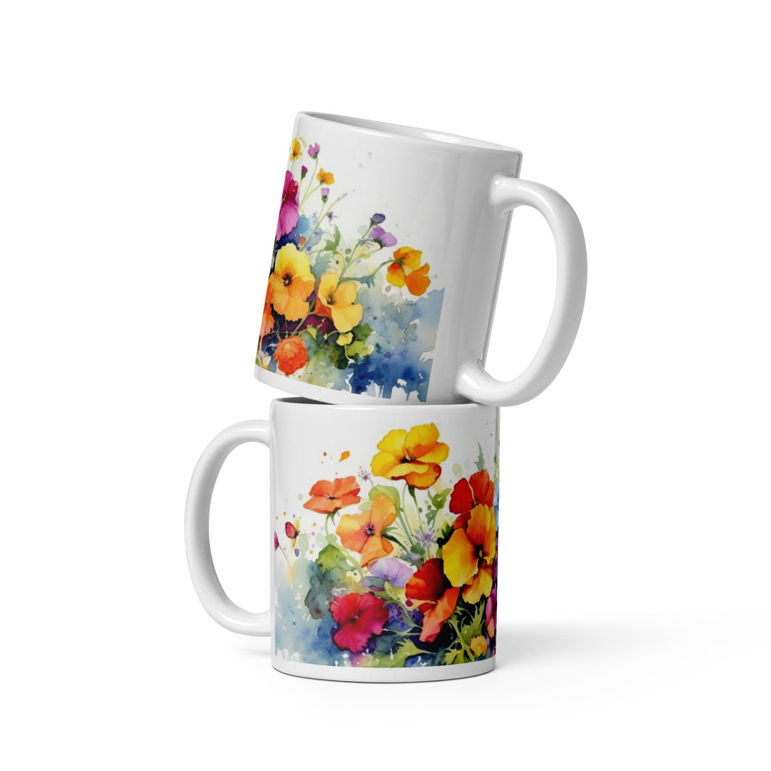 Pansies - White glossy mug