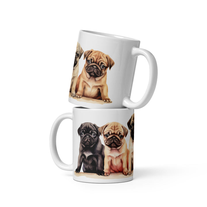 Pug Pups - White glossy mug Shop