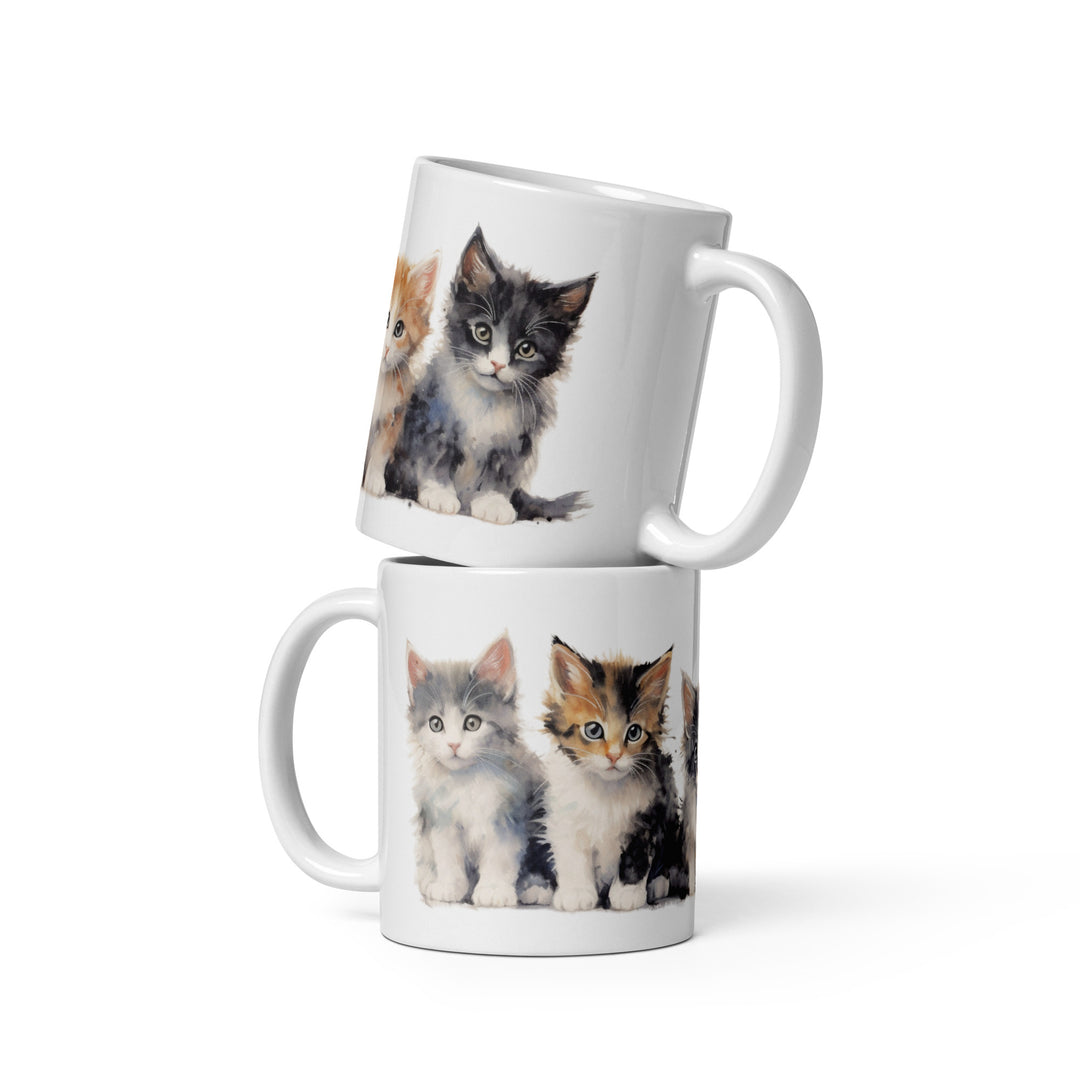 Calico Kittens - White glossy mug