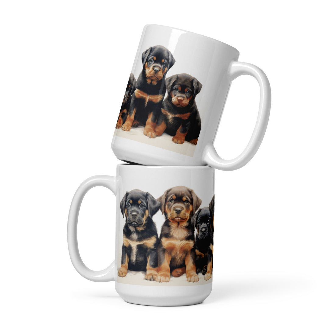 Rottweiler Puppies - White glossy mug