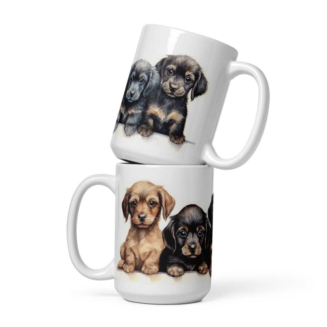 Dachshund Puppies - White glossy mug