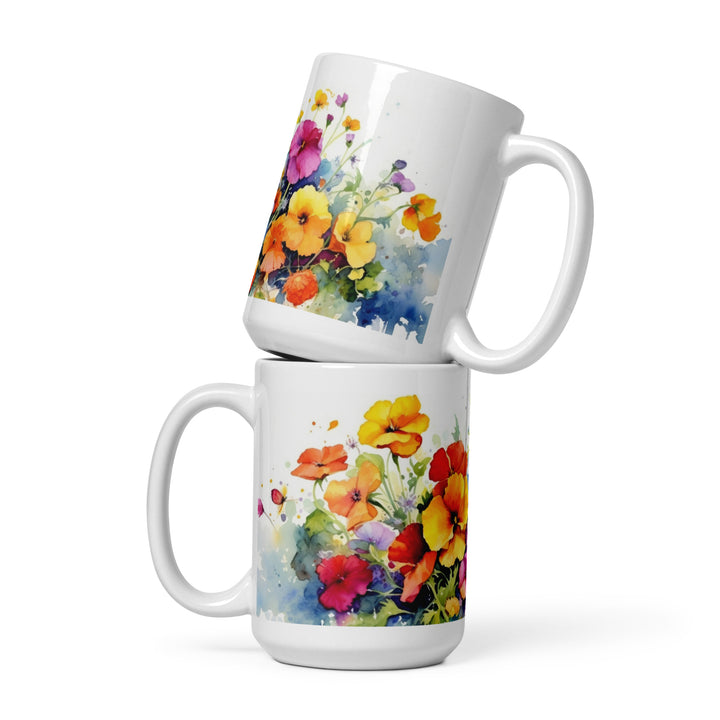 Pansies - White glossy mug