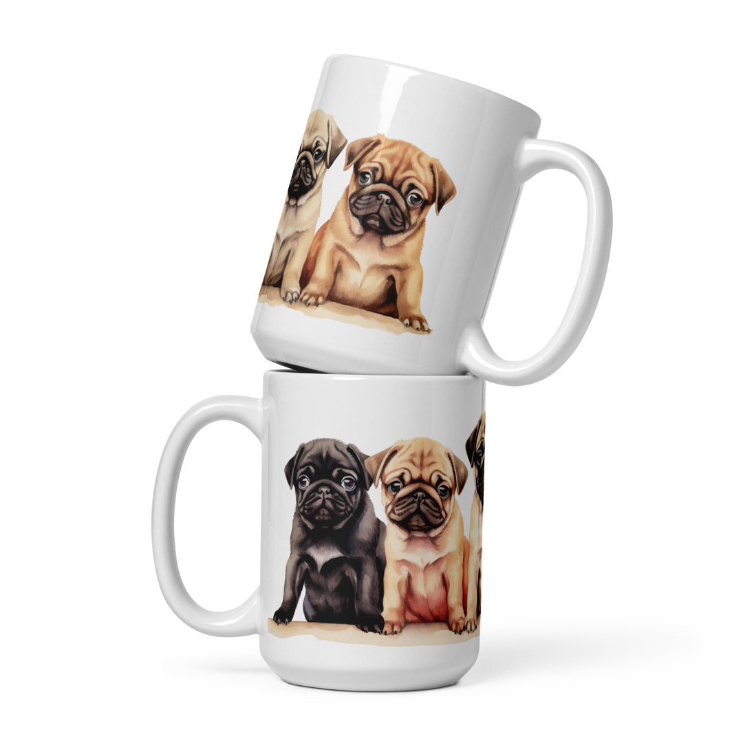 Pug Pups - White glossy mug Shop