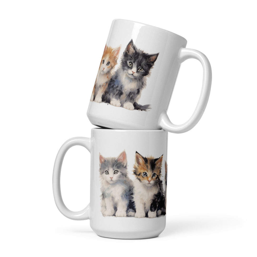 Calico Kittens - White glossy mug